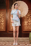 BACKORDER Qinghua Peony Qipao Top (Baby Blue)