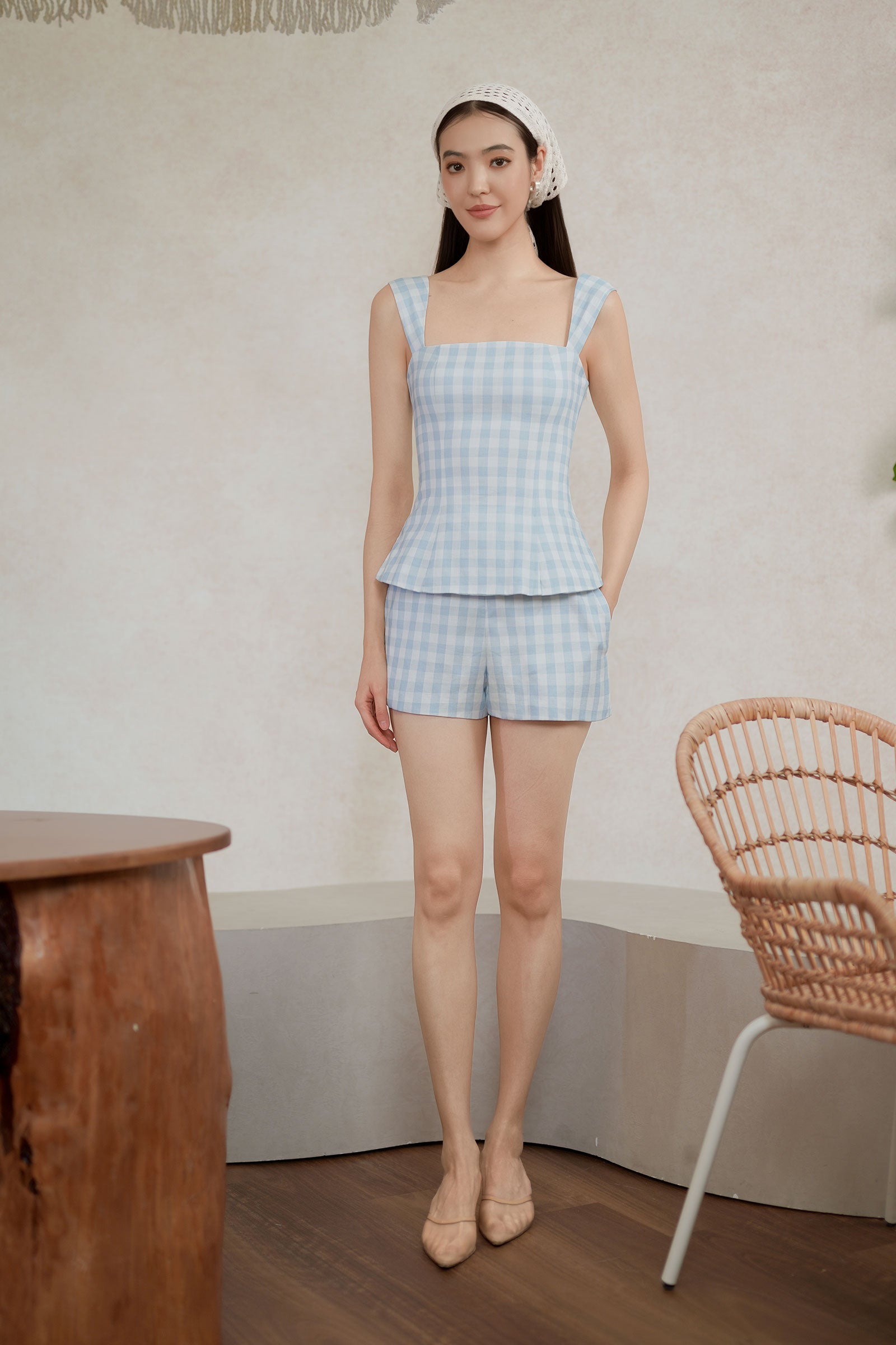Brigitte Romper (Baby Blue)