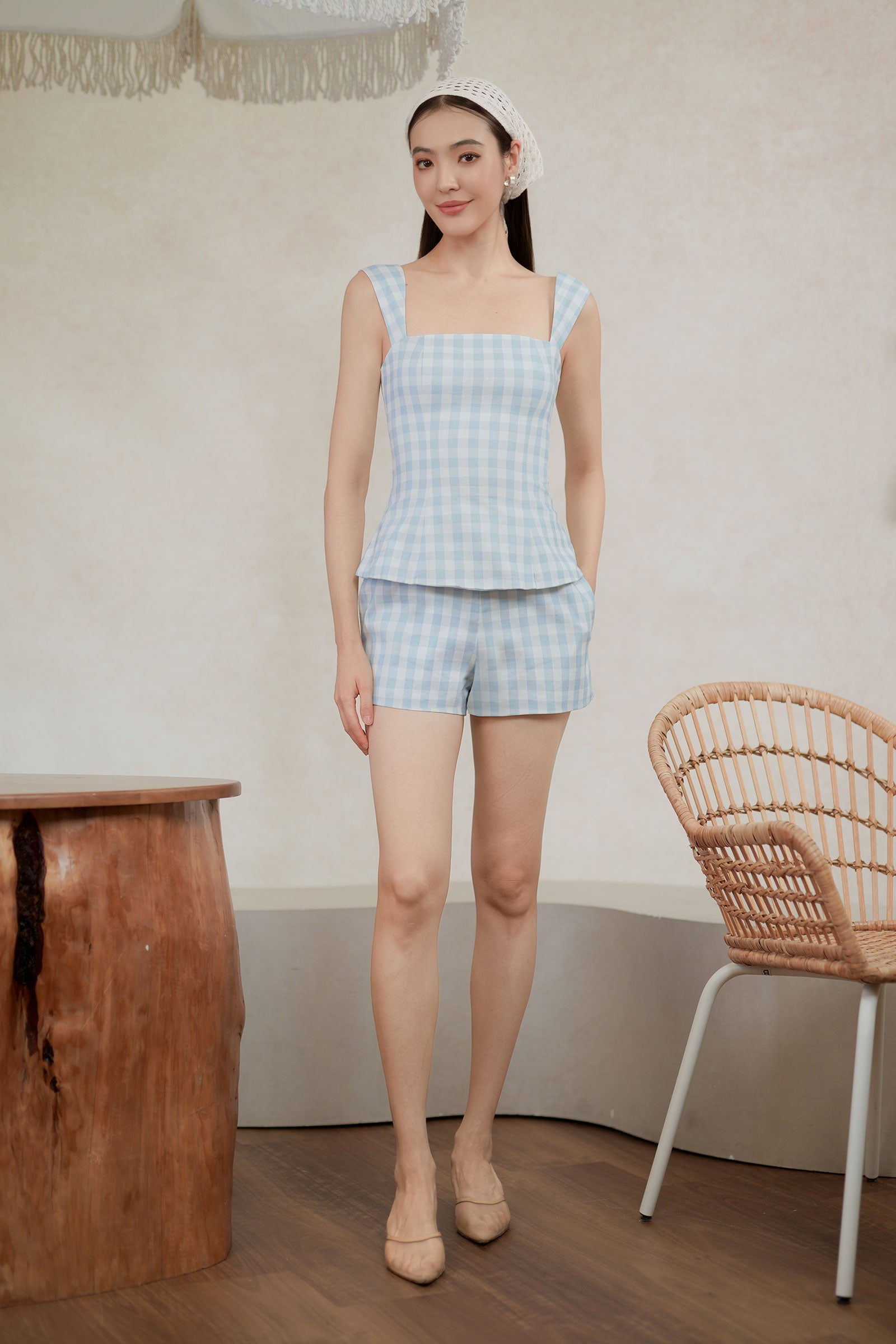 Brigitte Romper (Baby Blue)