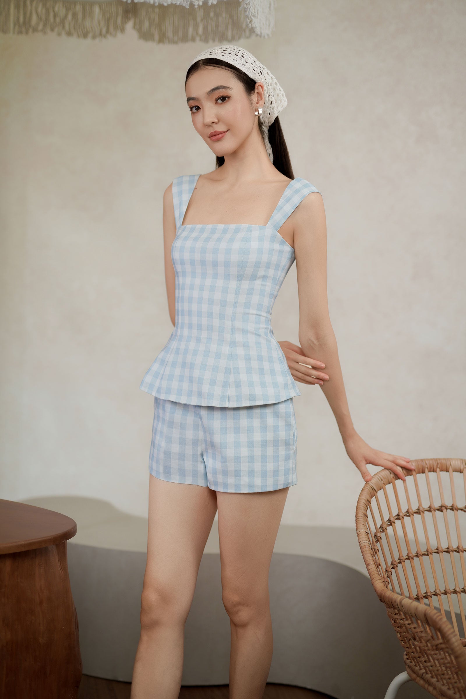 Brigitte Romper (Baby Blue)