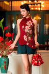 BACKORDER Hui Ying Qipao Romper (Maroon)