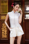 Soralis Silk Qipao Top (Silver Mist)