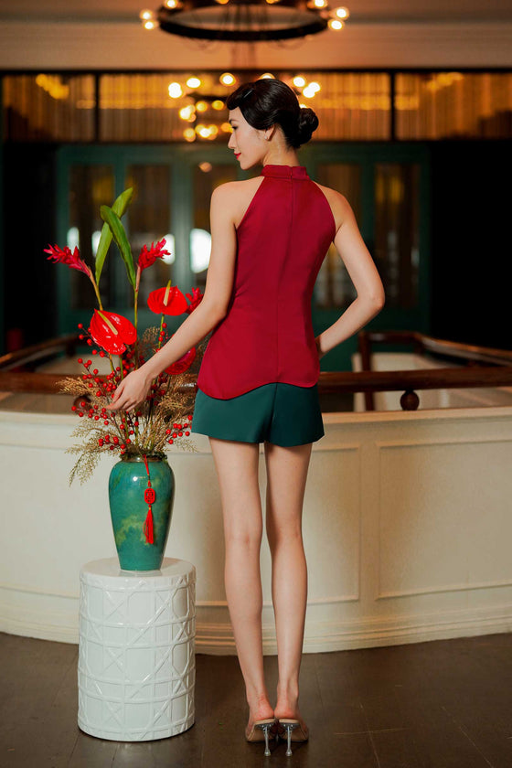 BACKORDER Hui Ying Qipao Romper (Maroon)