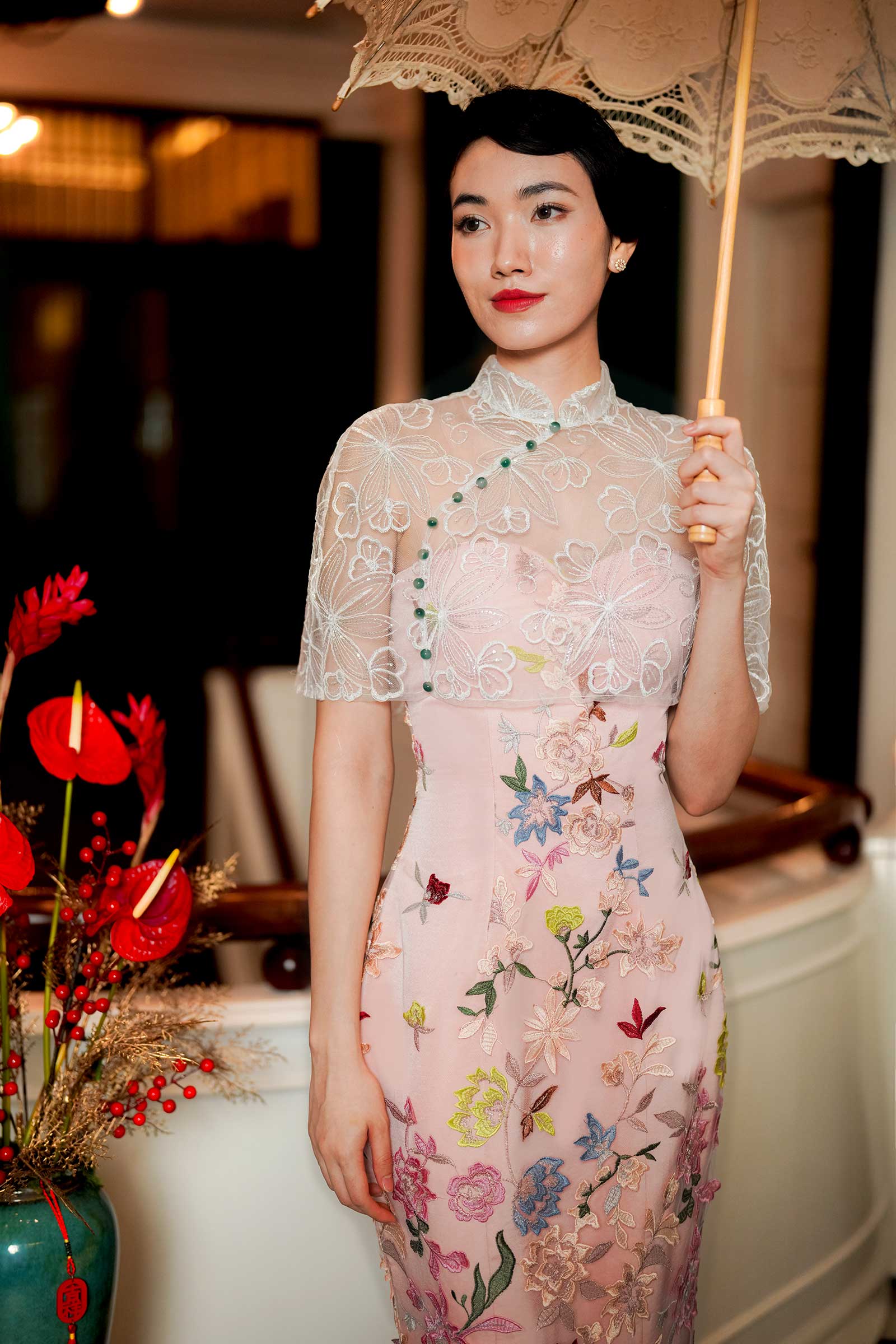 Xue Qin Qipao Set (Pink)