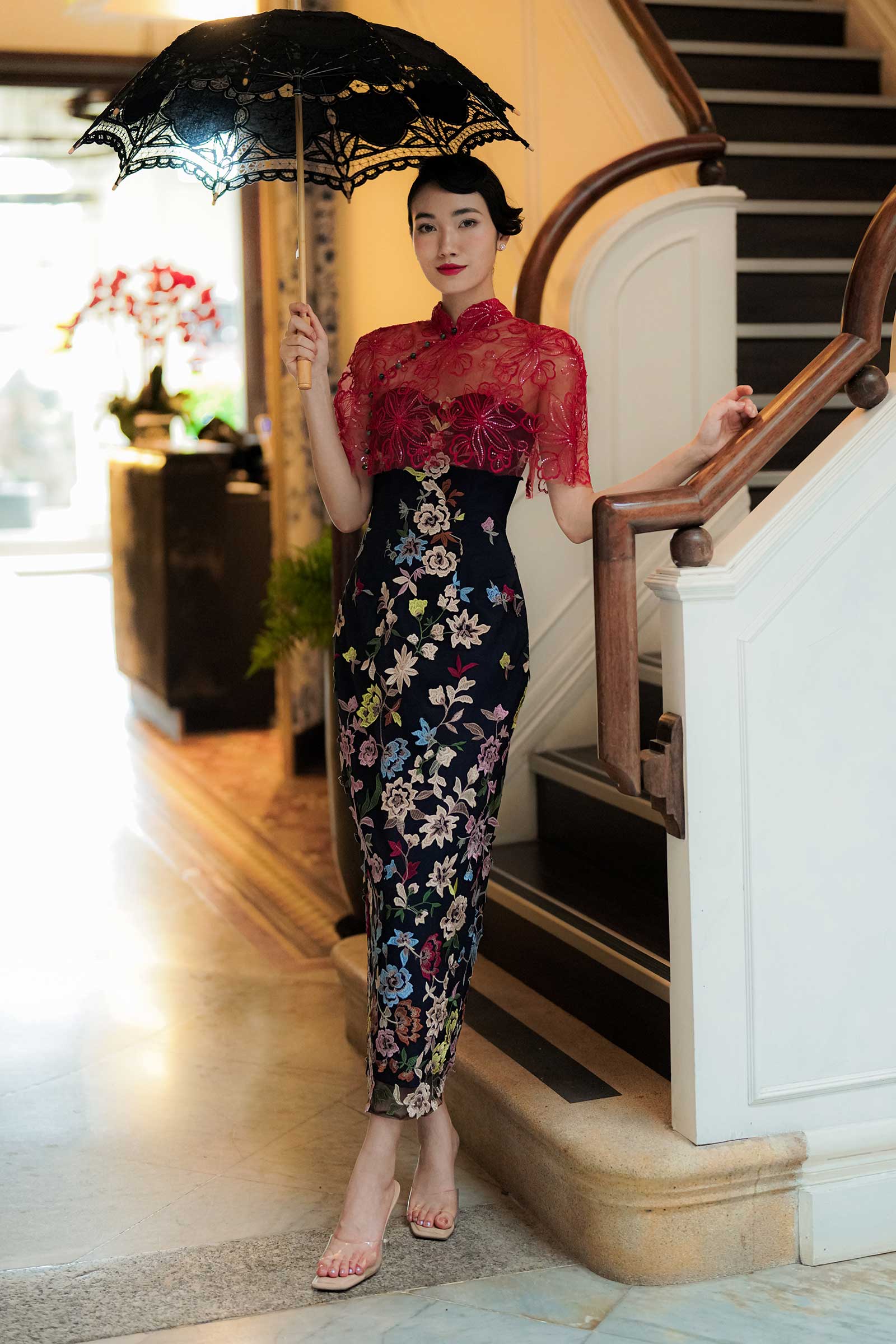 Xue Qin Qipao Set  (Navy)