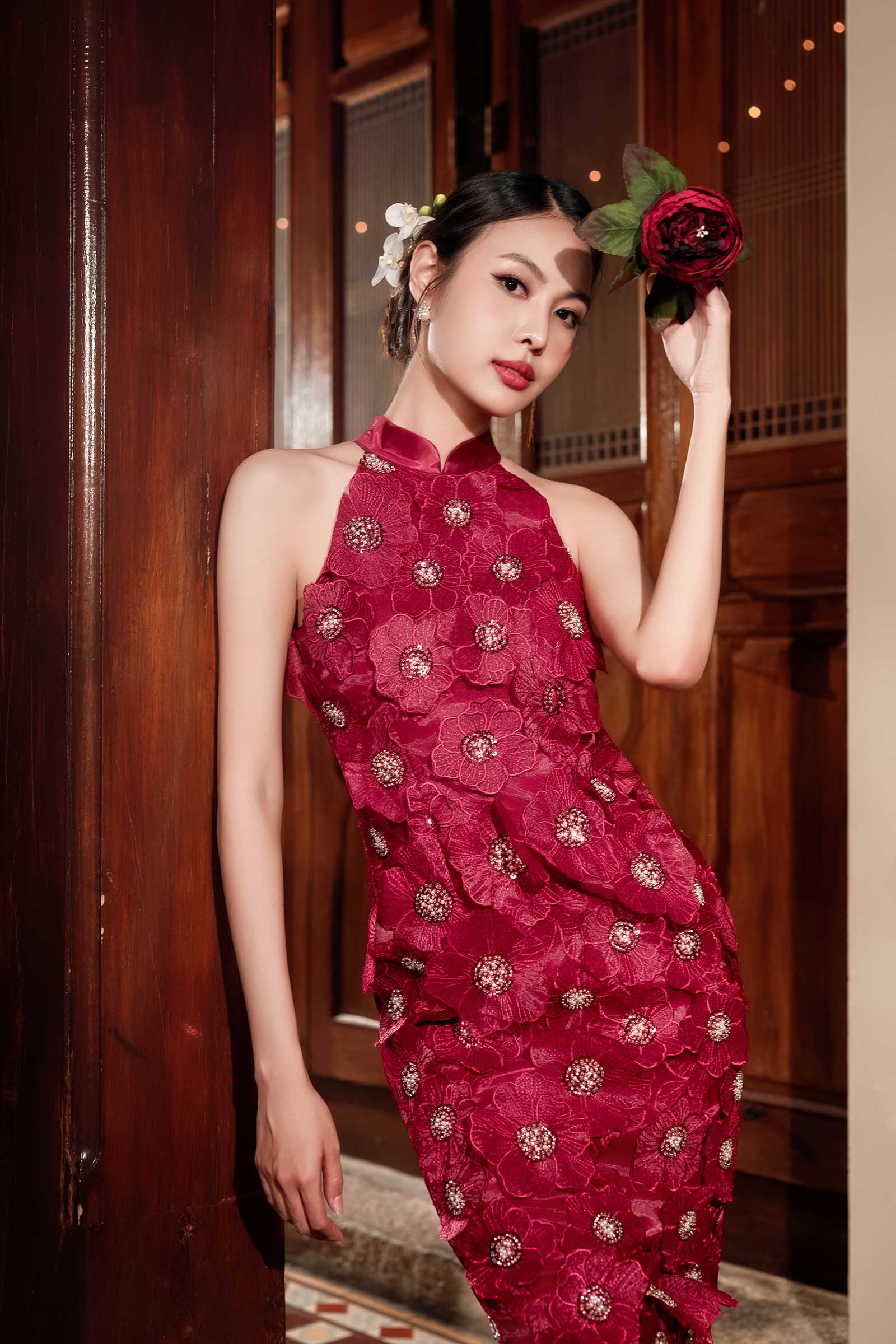 Shu Hua Qipao (Ruby Red)