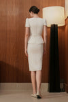 Veron Belted Peplum Dress (White)
