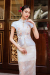 BACKORDER Pearl Blossom Qipao Top (Light Blue)