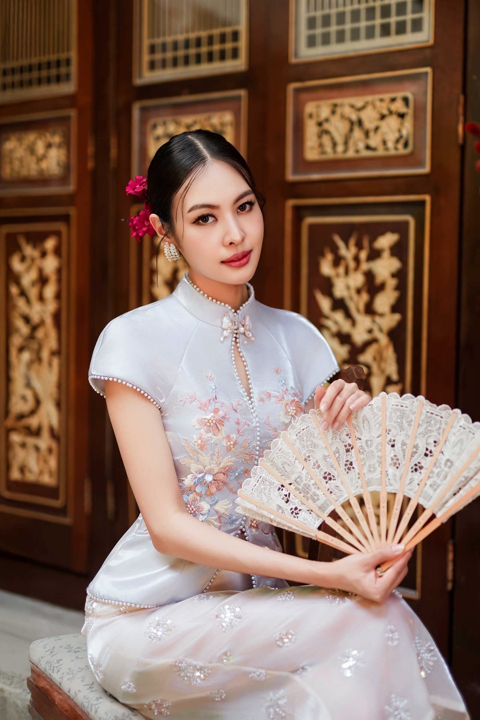 BACKORDER 2nd Batch Pearl Blossom Qipao Top (Light Blue)