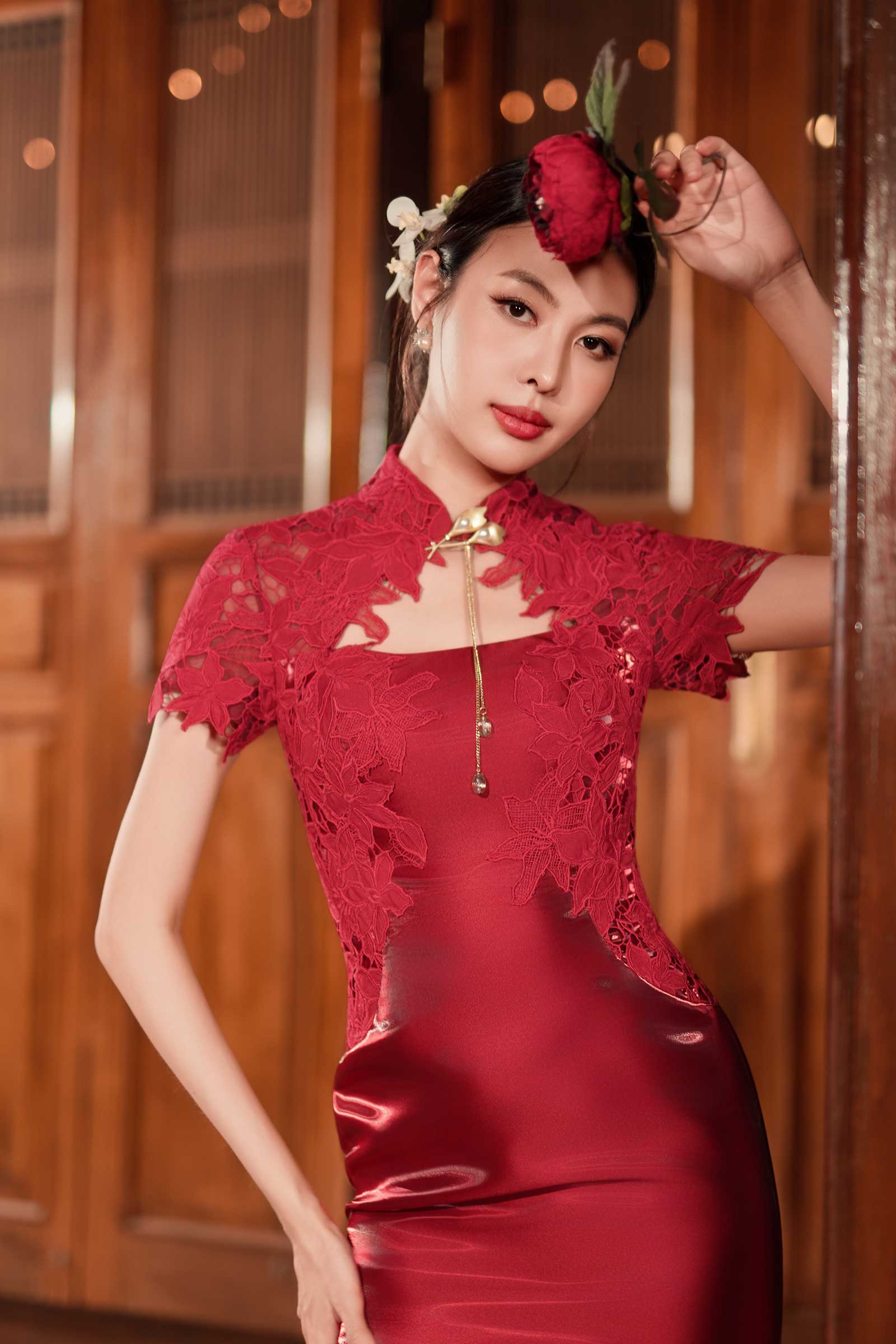 Valene Qipao (Ruby Red)