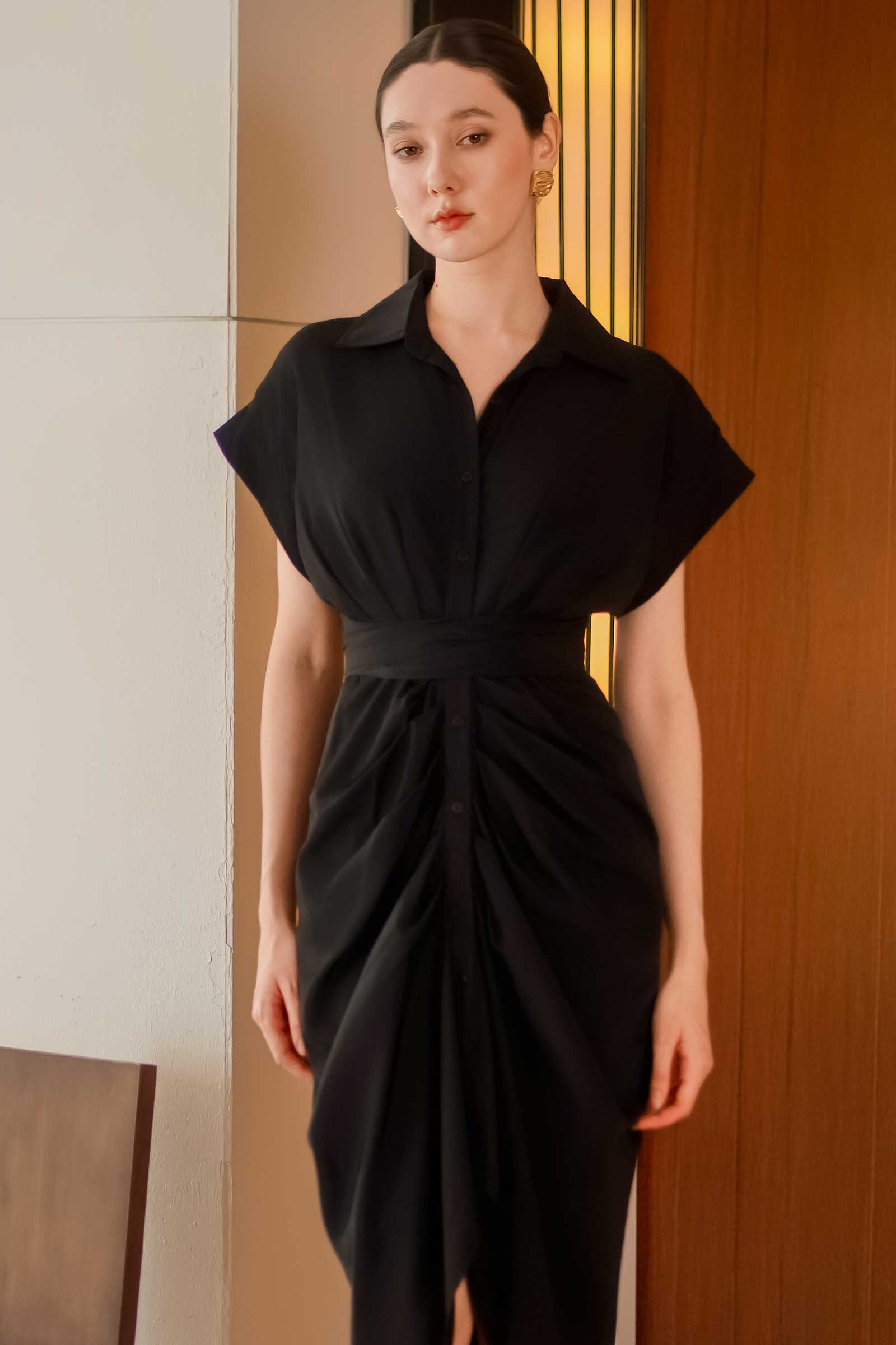 Delsince Shirt Dress (Black)