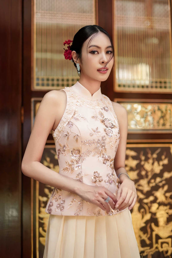 BACKORDER Elowen Qipao Romper (Pink)