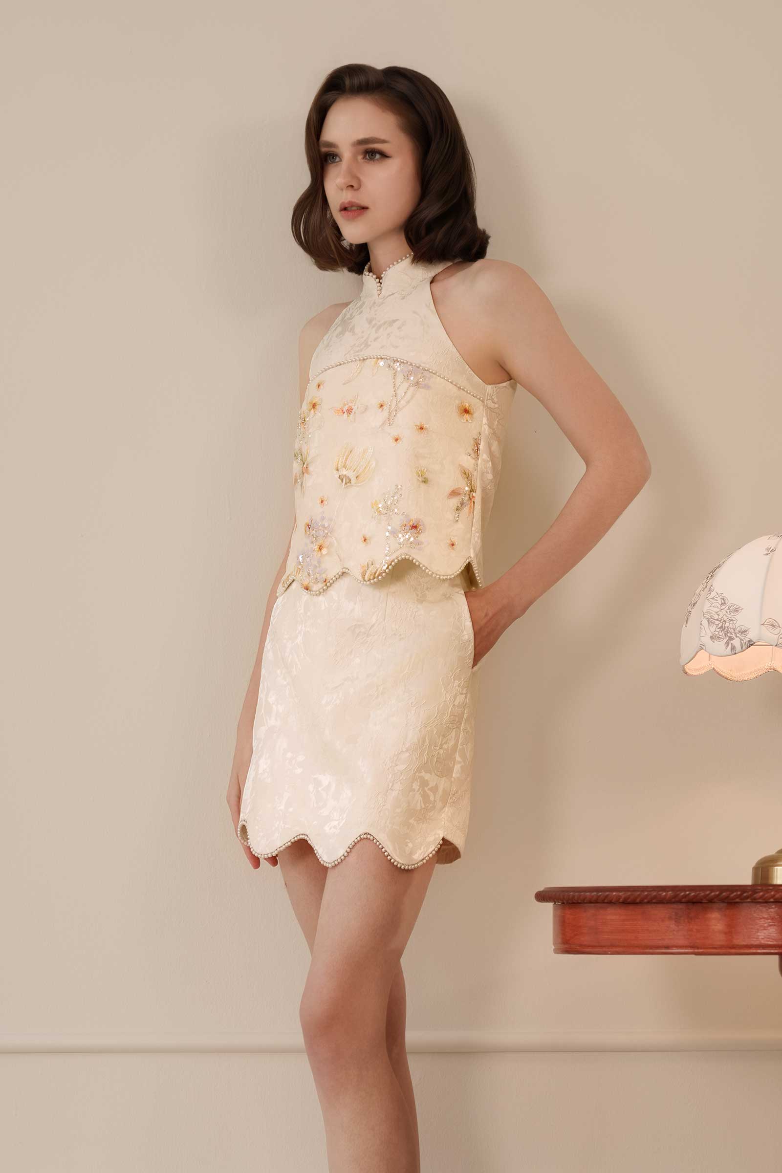 MeiYu Qipao Set (White)
