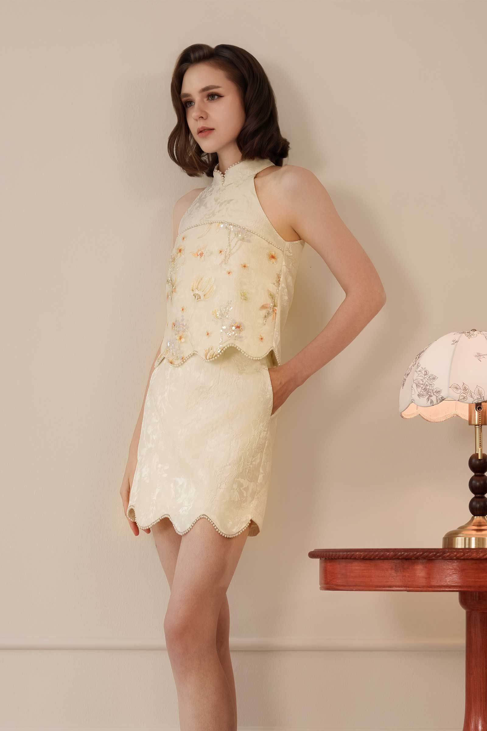 MeiYu Qipao Set (White)