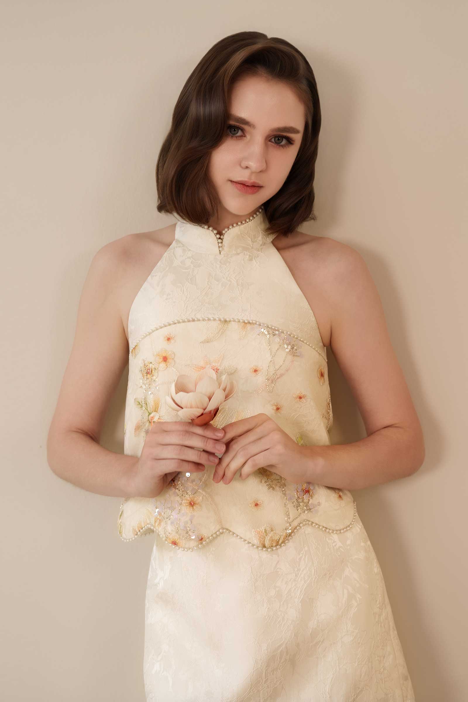 MeiYu Qipao Set (White)