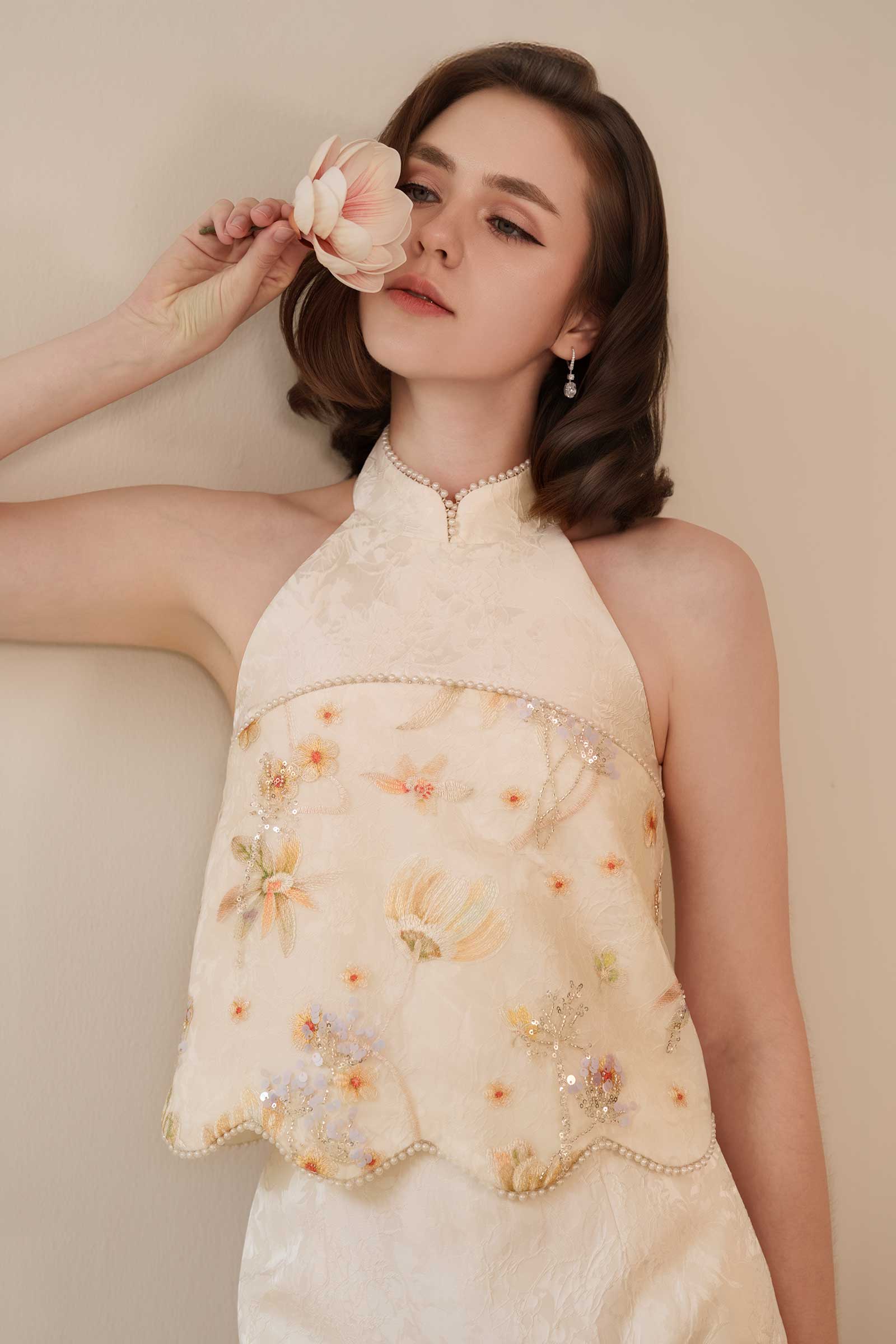 MeiYu Qipao Set (White)