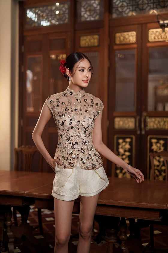 BACKORDER Evelia Qipao Top (Champagne)