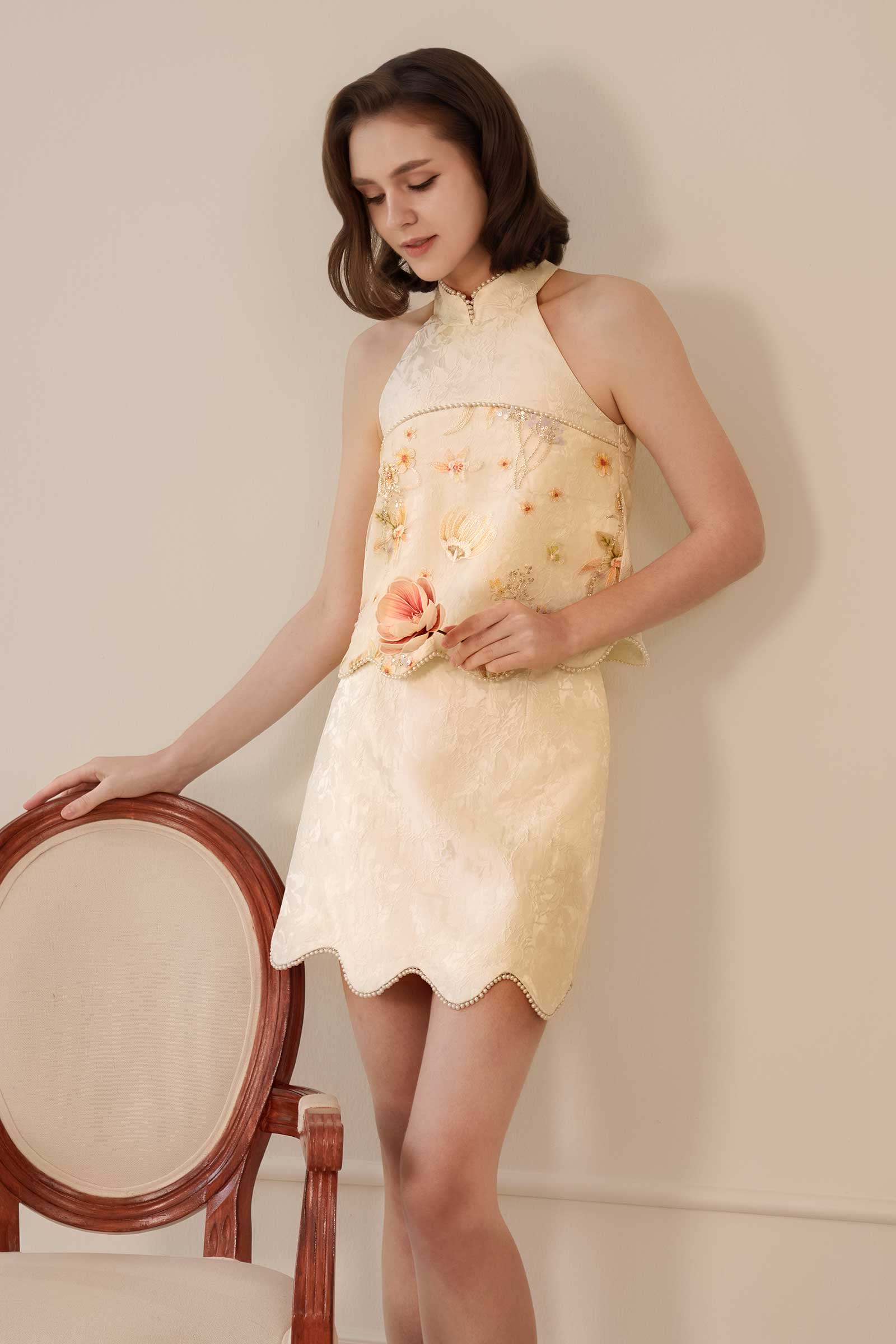 MeiYu Qipao Set (White)