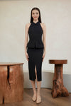 Audrey Tailored Peplum Dress (Black)