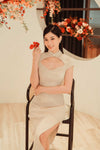 Dloria Knit Qipao (Light Brown)