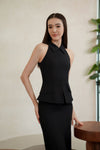 Audrey Tailored Peplum Dress (Black)