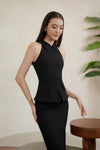 Audrey Tailored Peplum Dress (Black)