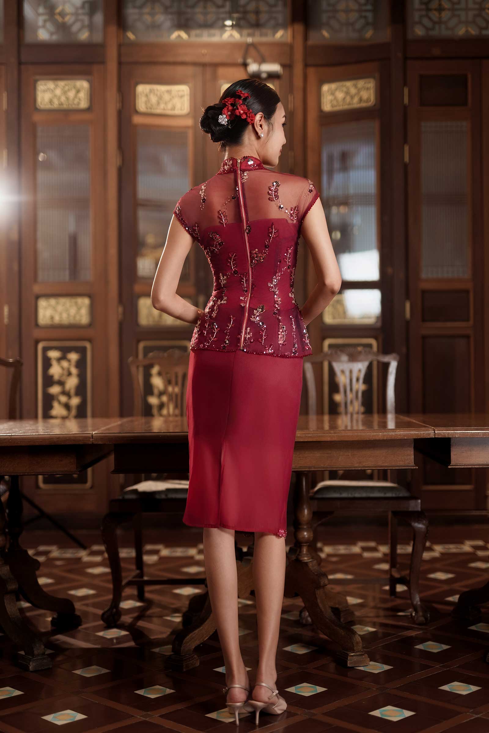Evelia Qipao Top (Red)