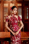 Camelia Qipao (Maroon)