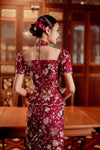 Camelia Qipao (Maroon)