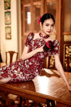 Camelia Qipao (Maroon)