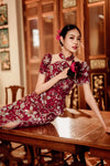 Camelia Qipao (Maroon)