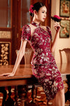 Camelia Qipao (Maroon)