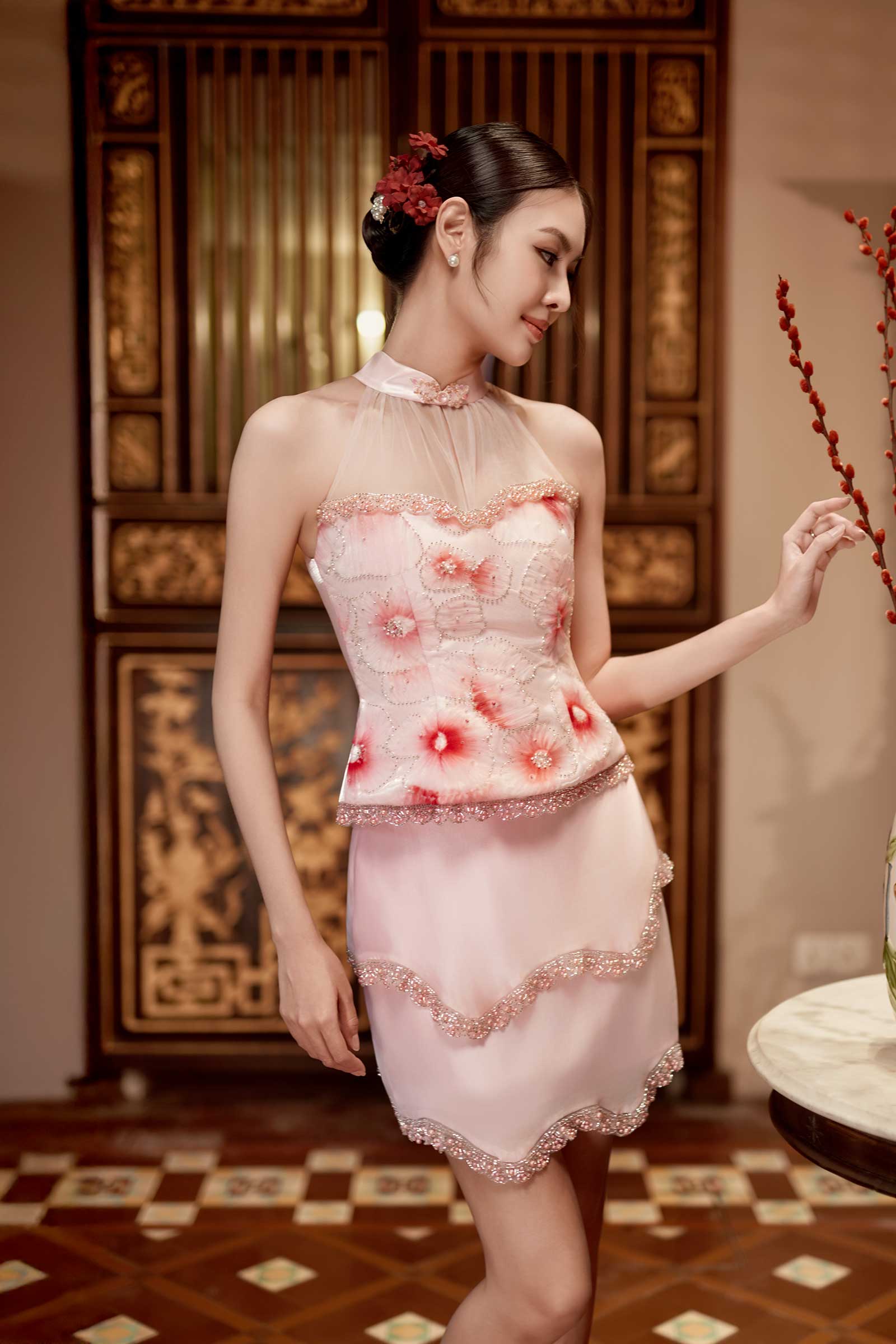 Roselia Whisper Qipao Skort Only (Pink)