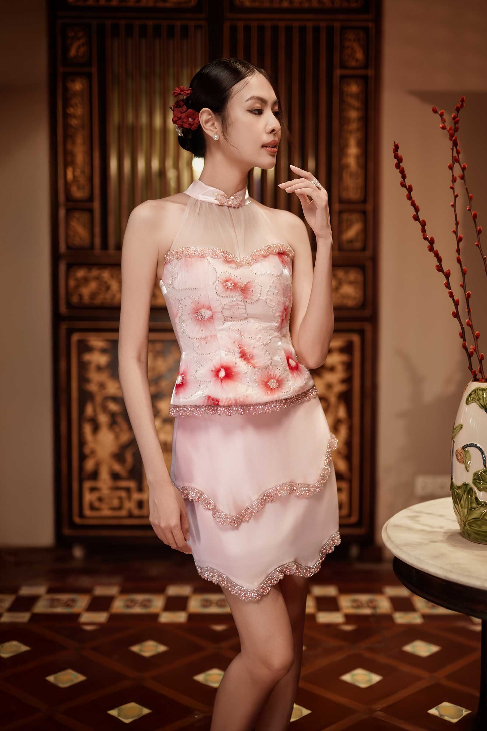 Roselia Whisper Qipao Skort Only (Pink)