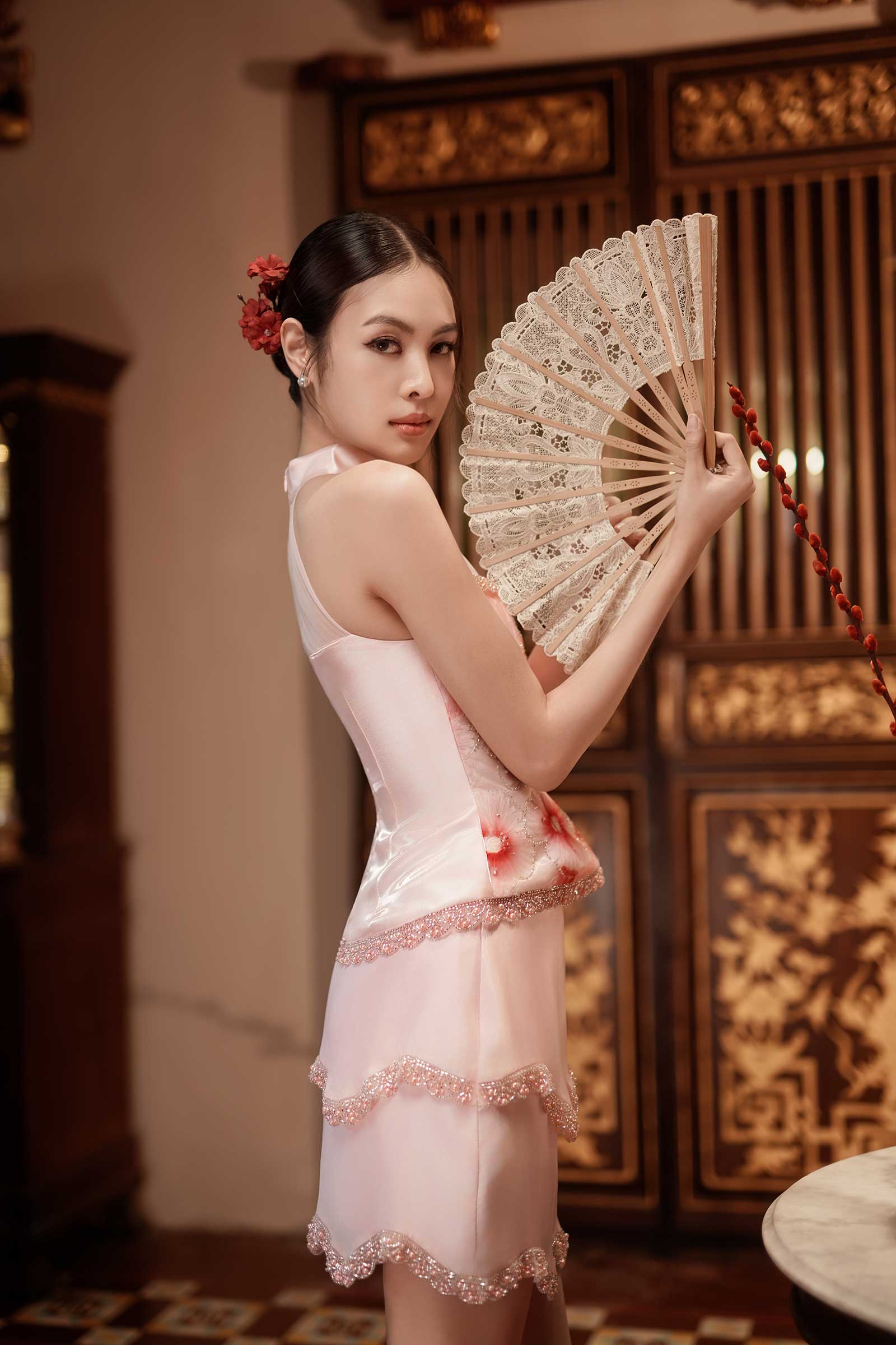 Roselia Whisper Qipao Skort Only (Pink)