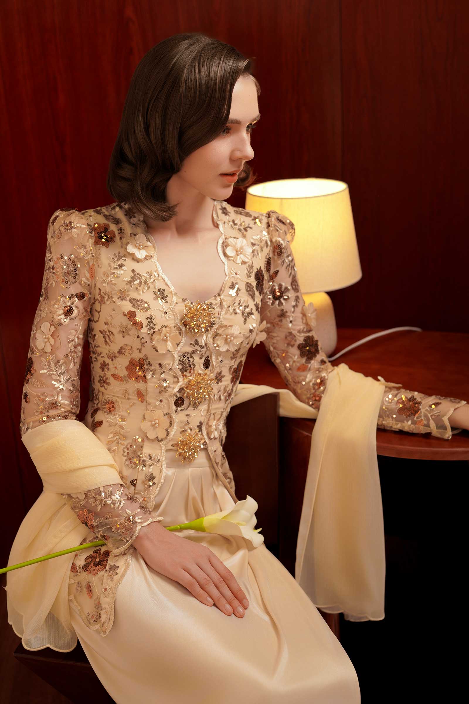 Sapphire Classic Kebaya Set (Gold)