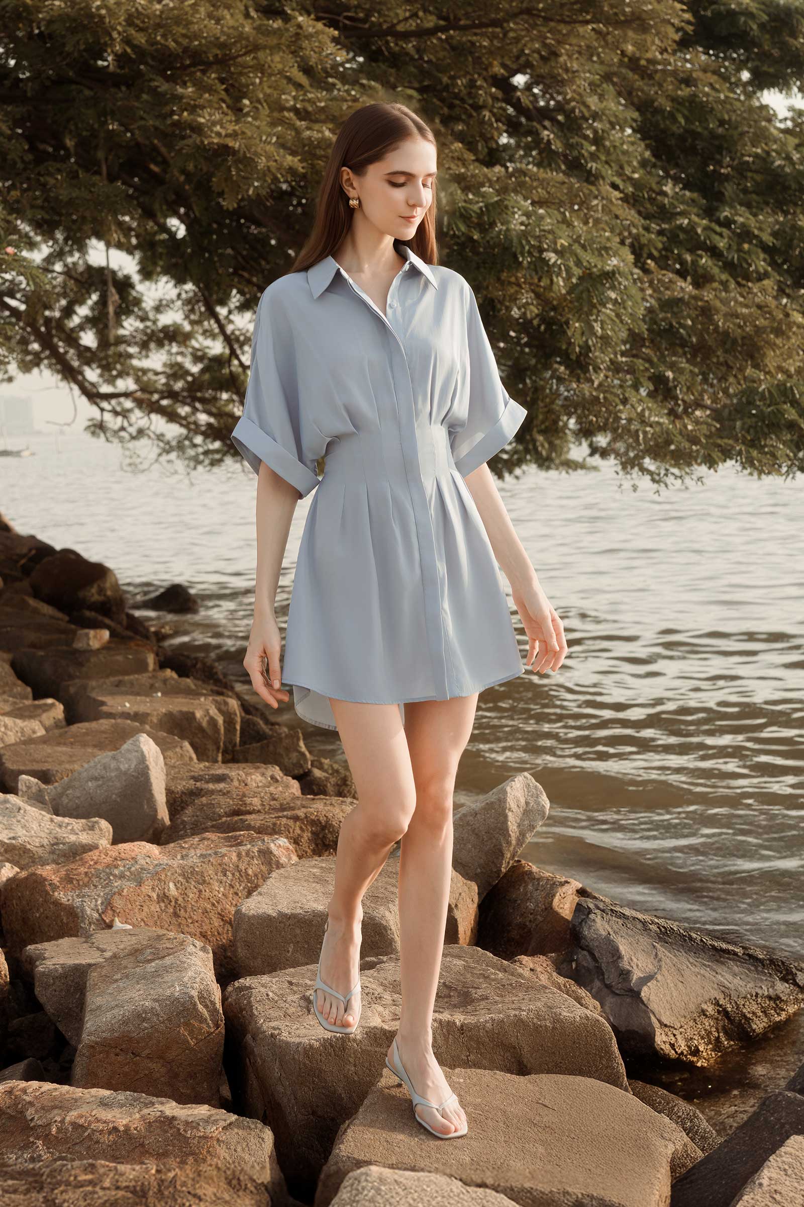Delyra Shirtdress (Pale Blue)