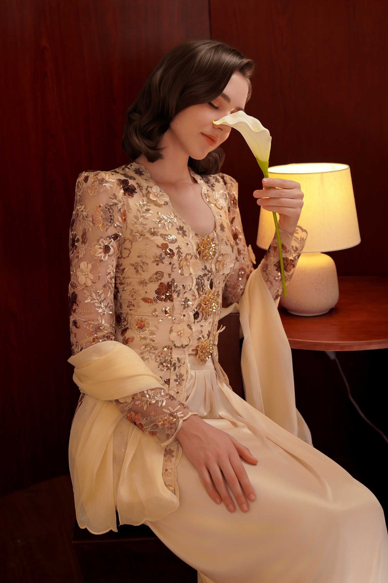 Sapphire Modern Kebaya Set (Gold)