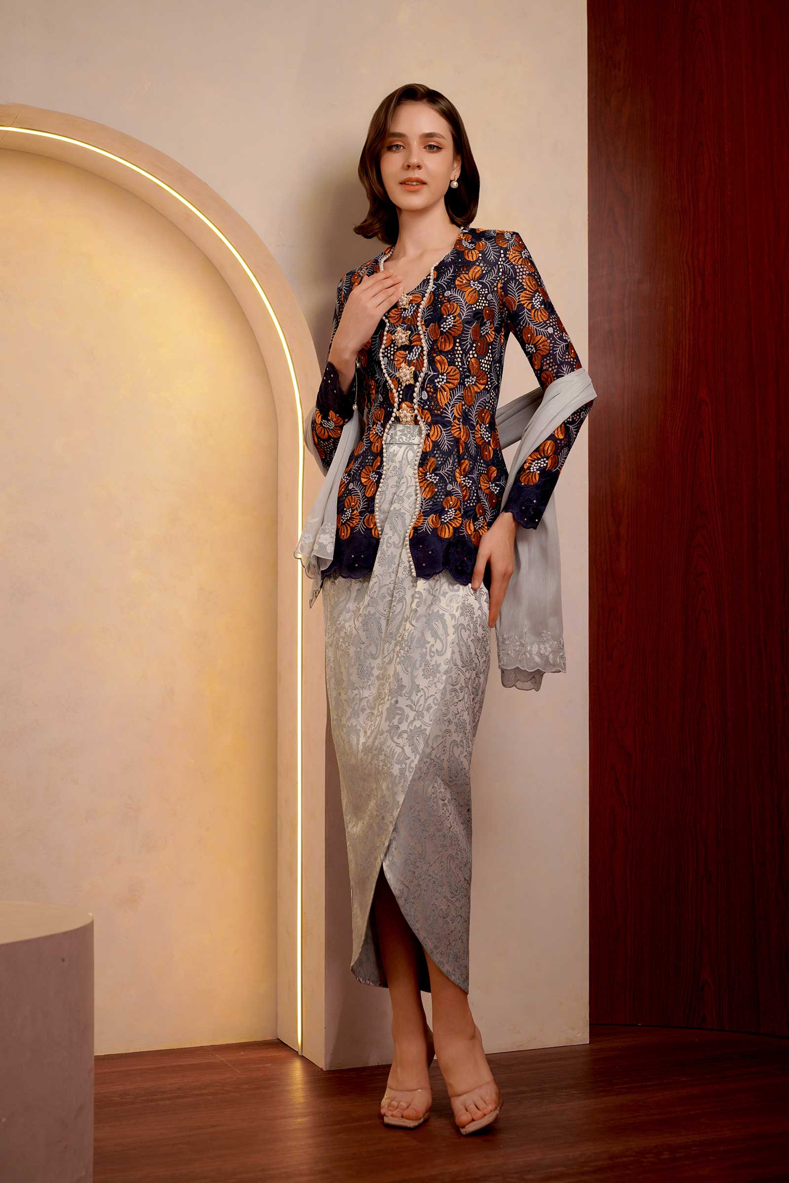Kemboja Modern Kebaya Set (Blue)