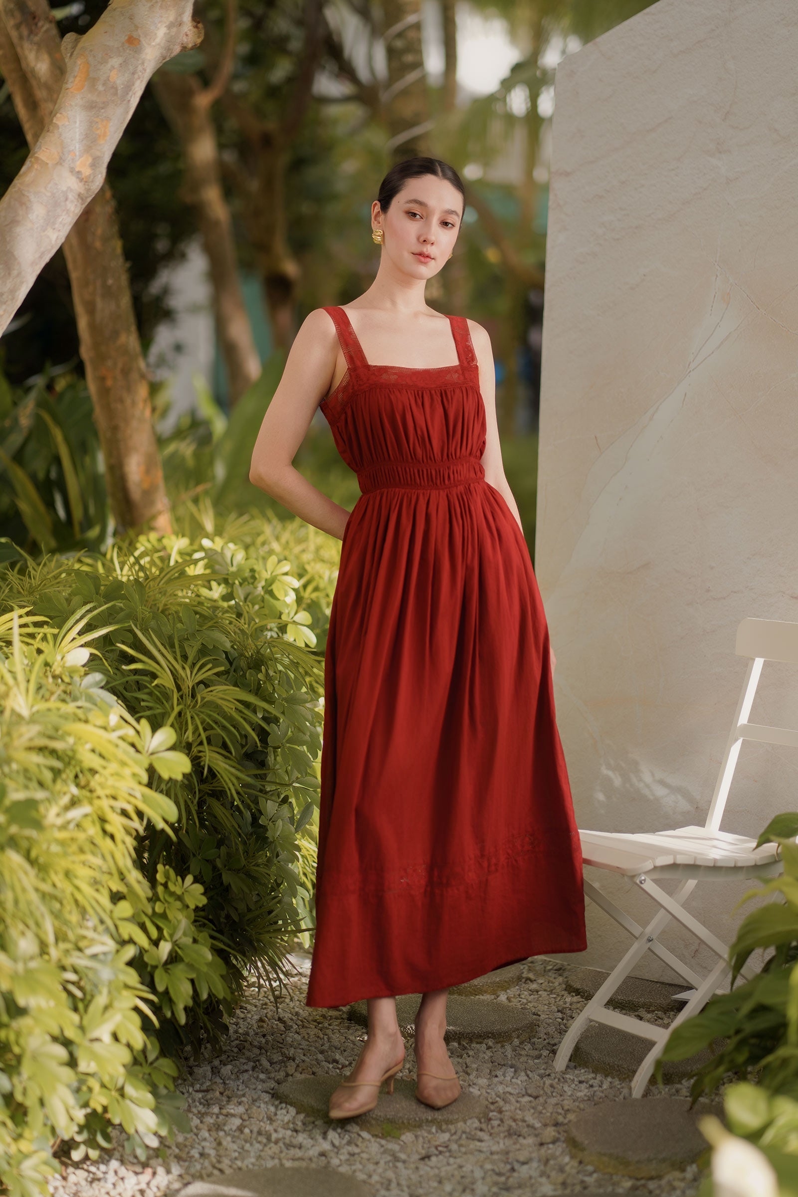 Delearis Dress (Maroon)