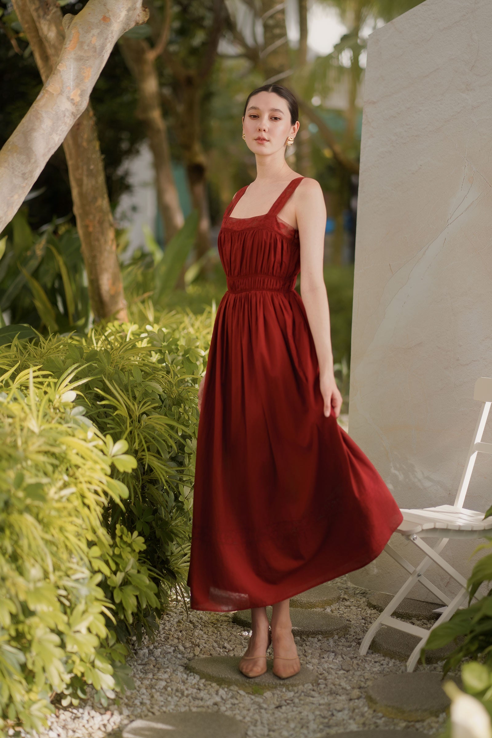 Delearis Dress (Maroon)