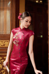 Peony Qipao (Maroon)
