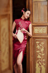 Peony Qipao (Maroon)