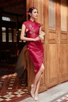 Peony Qipao (Maroon)