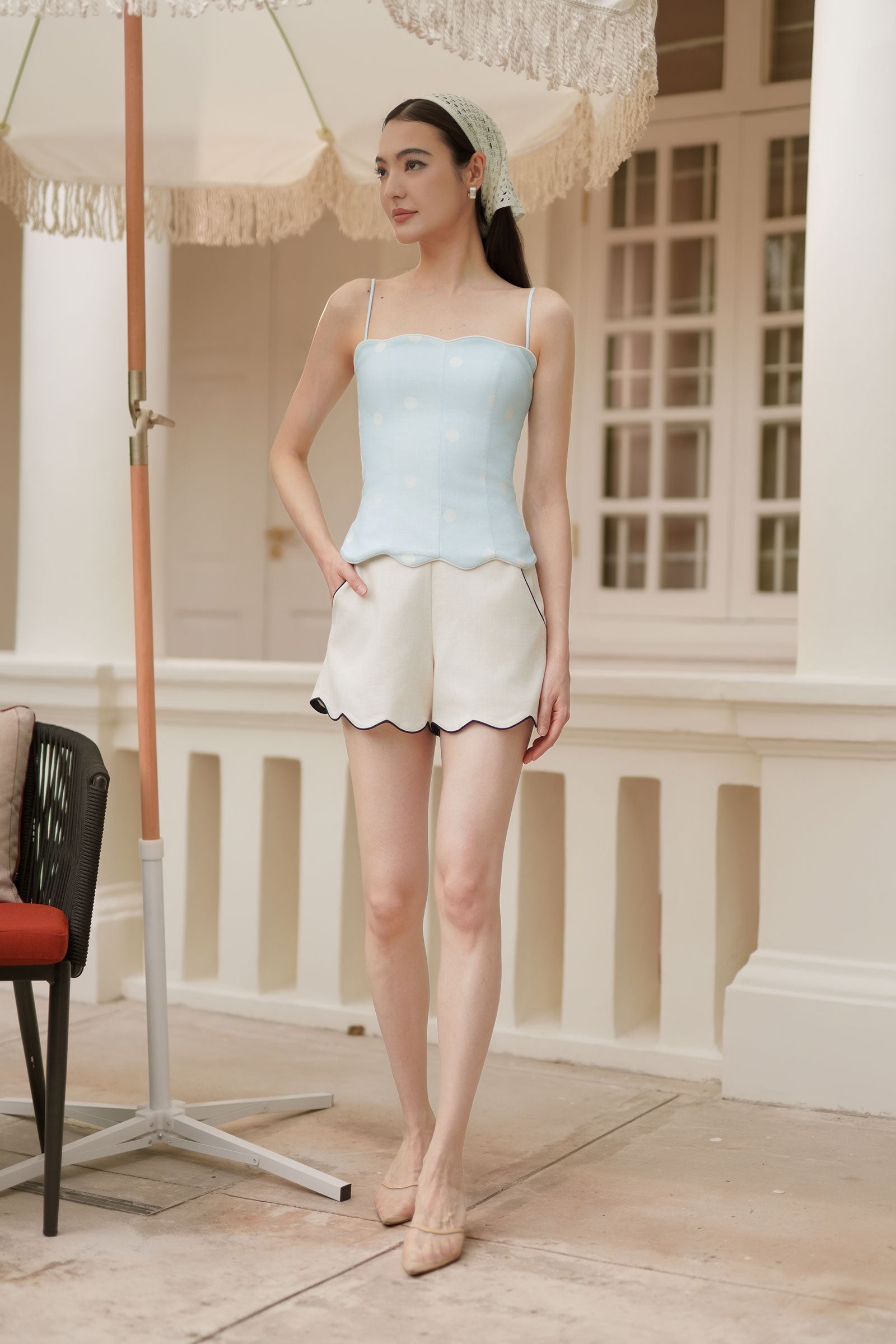 Clémence Linen Top (Baby Blue)