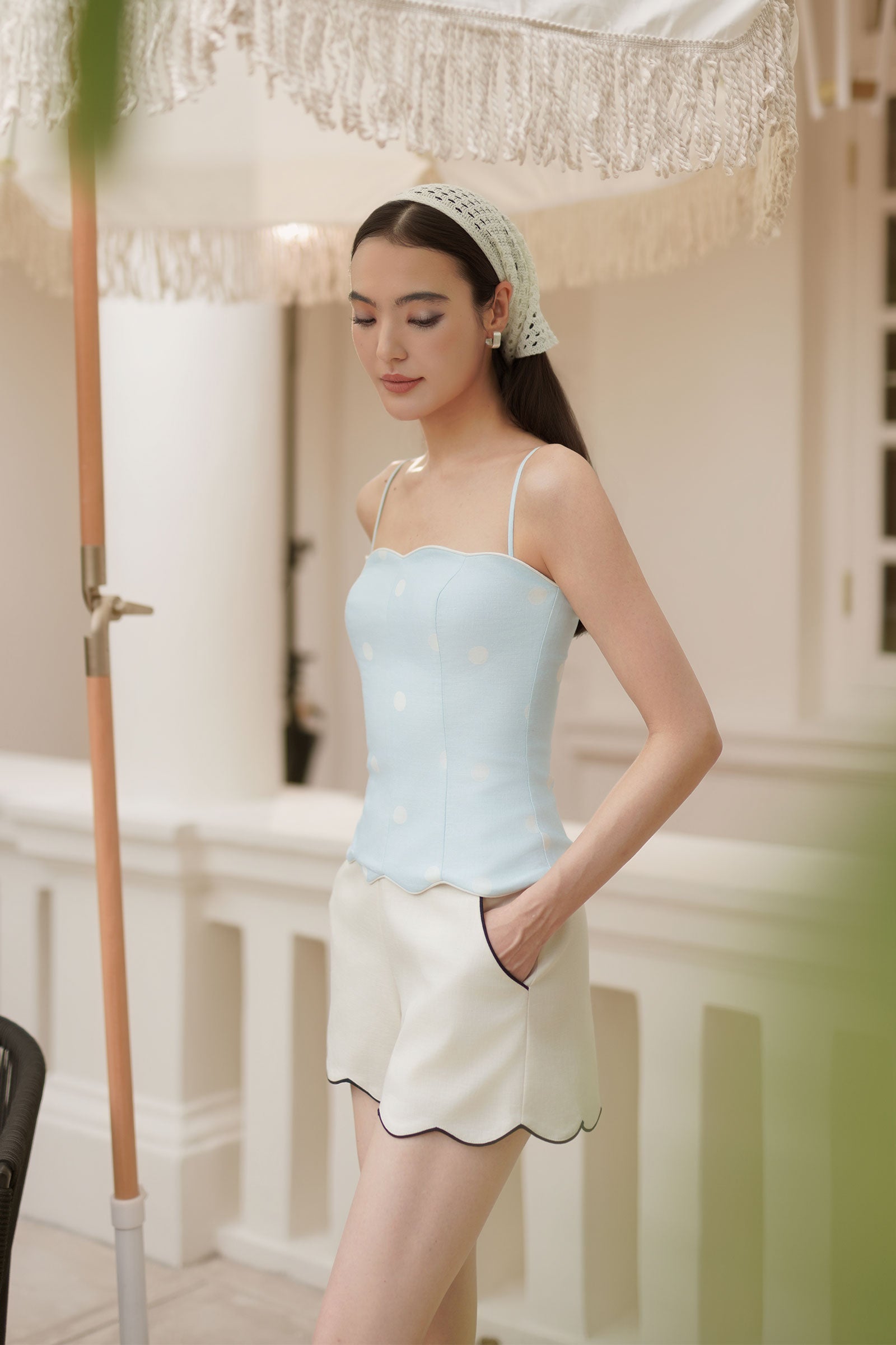 Clémence Linen Top (Baby Blue)