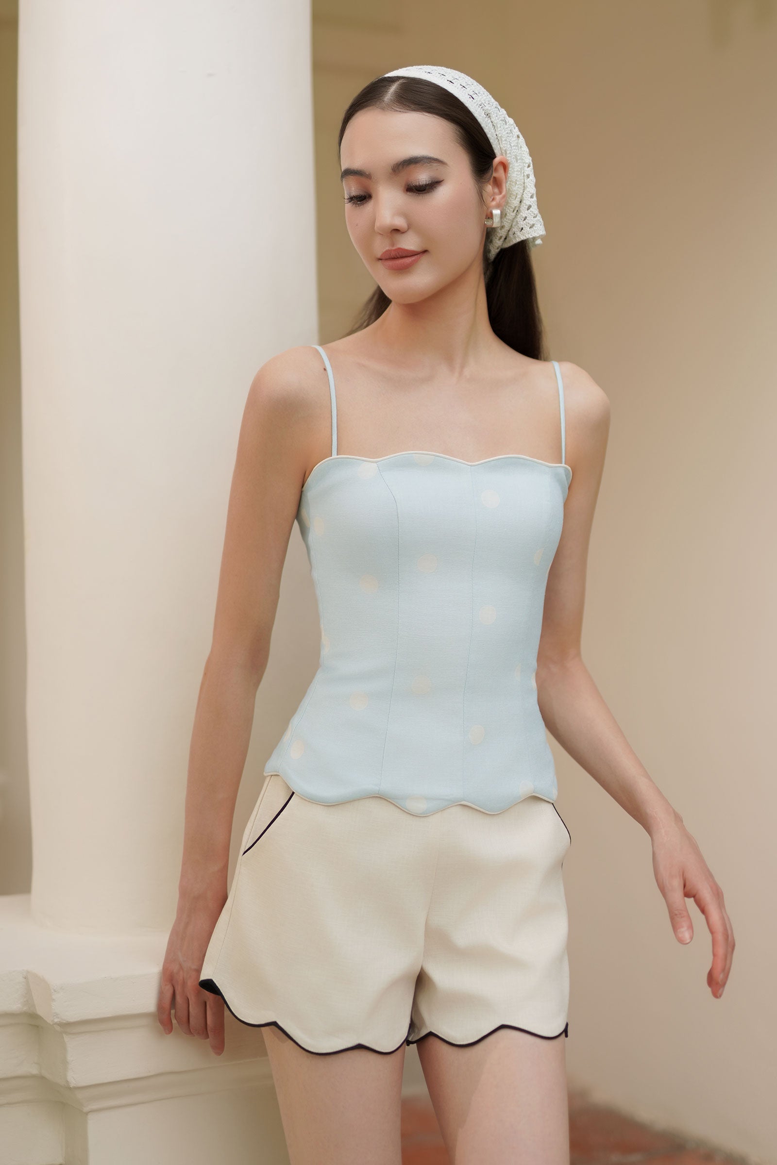 Clémence Linen Top (Baby Blue)