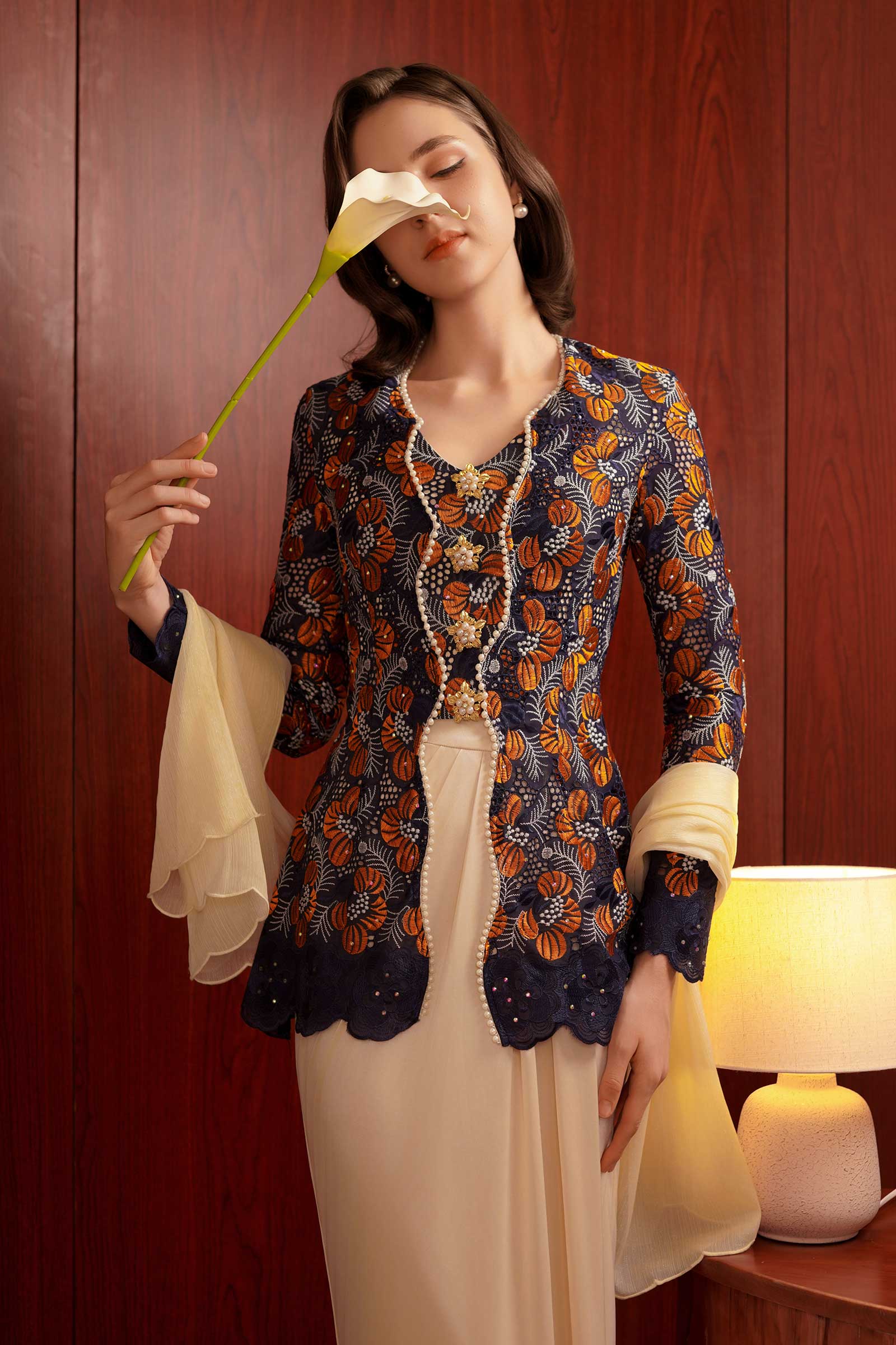 Kemboja Classic Kebaya Set (Black)