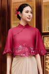 Serena Hibiscus Qipao Top (Ruby Red)