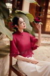 Serena Hibiscus Qipao Top (Ruby Red)